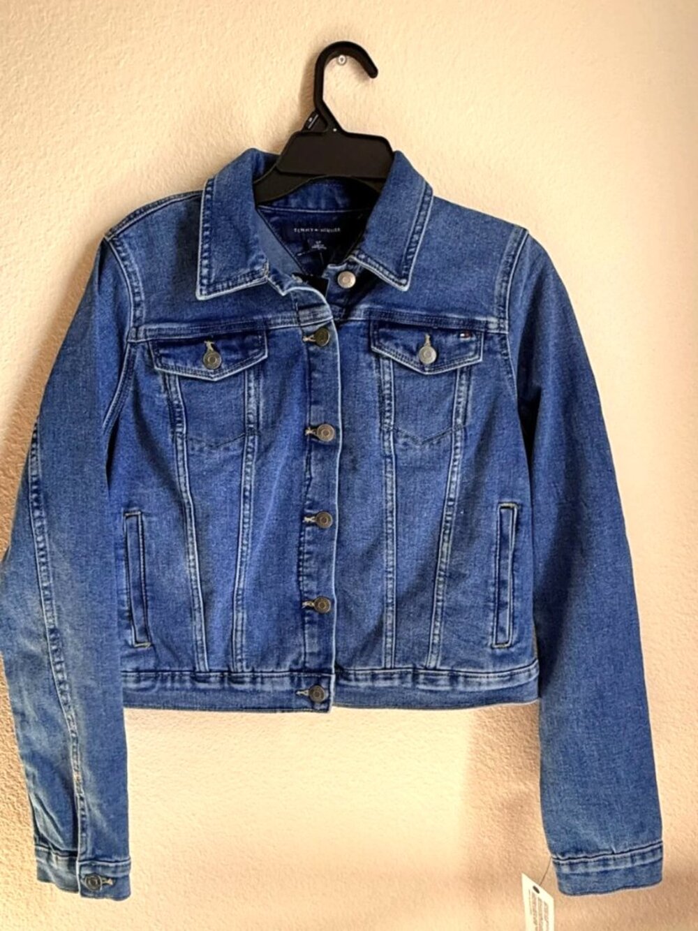 Tommy Hilfiger Women's Slim Fit Dark Wash Stretch Denim Jacket Size S NWT